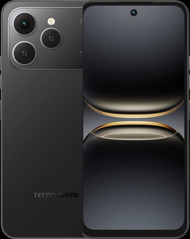 Tecno Spark 40 Ink Black Tecno Spark 40 in Ink Black, front and back view
