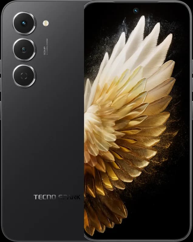 Tecno Spark 40 Pro Ink Black Tecno Spark 40 Pro in Ink Black — front and back view