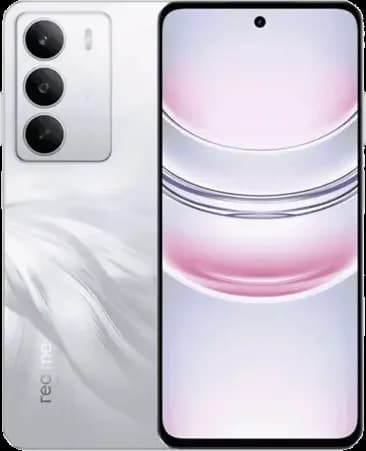 Realme C71 White Swan Realme C71 in White Swan, front and back view