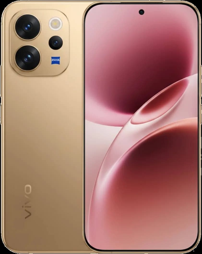 Vivo V70 Dune Gray Vivo V70 in Dune Gray, front and back view