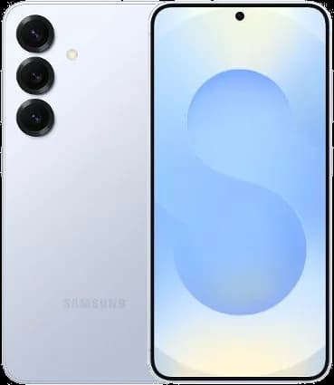 Samsung Galaxy S25 Icyblue Samsung Galaxy S25 in Icyblue, front and back view