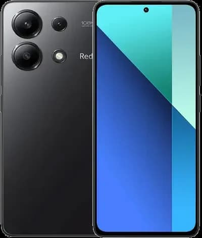 Xiaomi Redmi Note 13 Midnight Black Xiaomi Redmi Note 13 in Midnight Black, front and back view