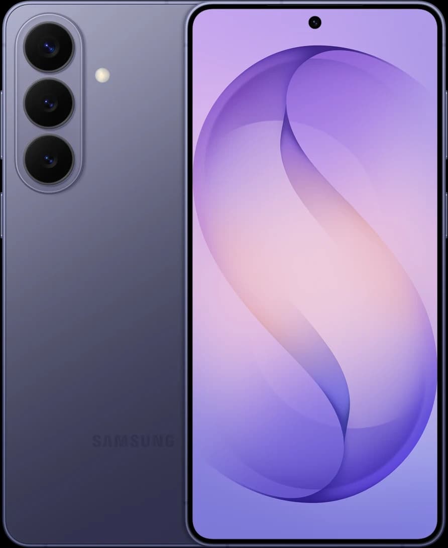 Samsung Galaxy S26 Plus Cobalt Violet Samsung Galaxy S26 Plus in Cobalt Violet, front and back view