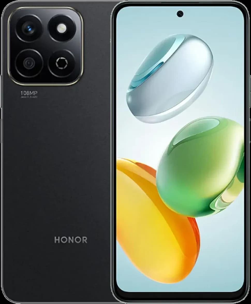 Honor X7c Midnight Black Honor X7c in Midnight Black, front and back view