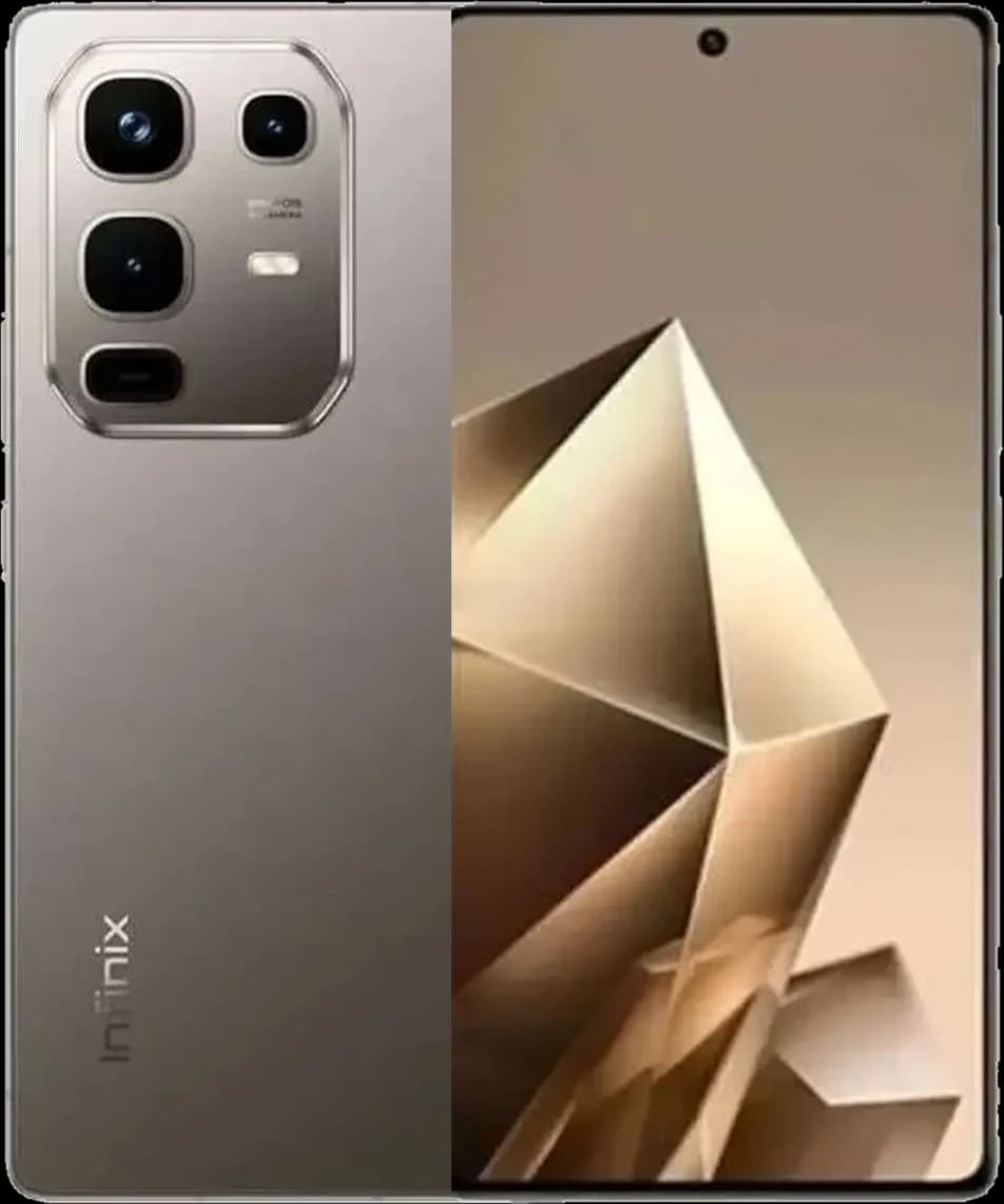 Infinix Note 50 Titanium Grey Infinix Note 50 in Titanium Grey, front and back view