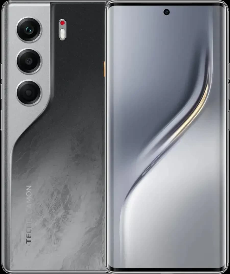 Tecno Camon 40 Pro Galaxy Black Tecno Camon 40 Pro in Galaxy Black, front and back view