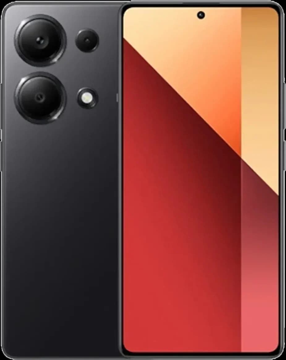 Redmi Note 13 Pro 4G Midnight Black Redmi Note 13 Pro 4G in Midnight Black, front and back view