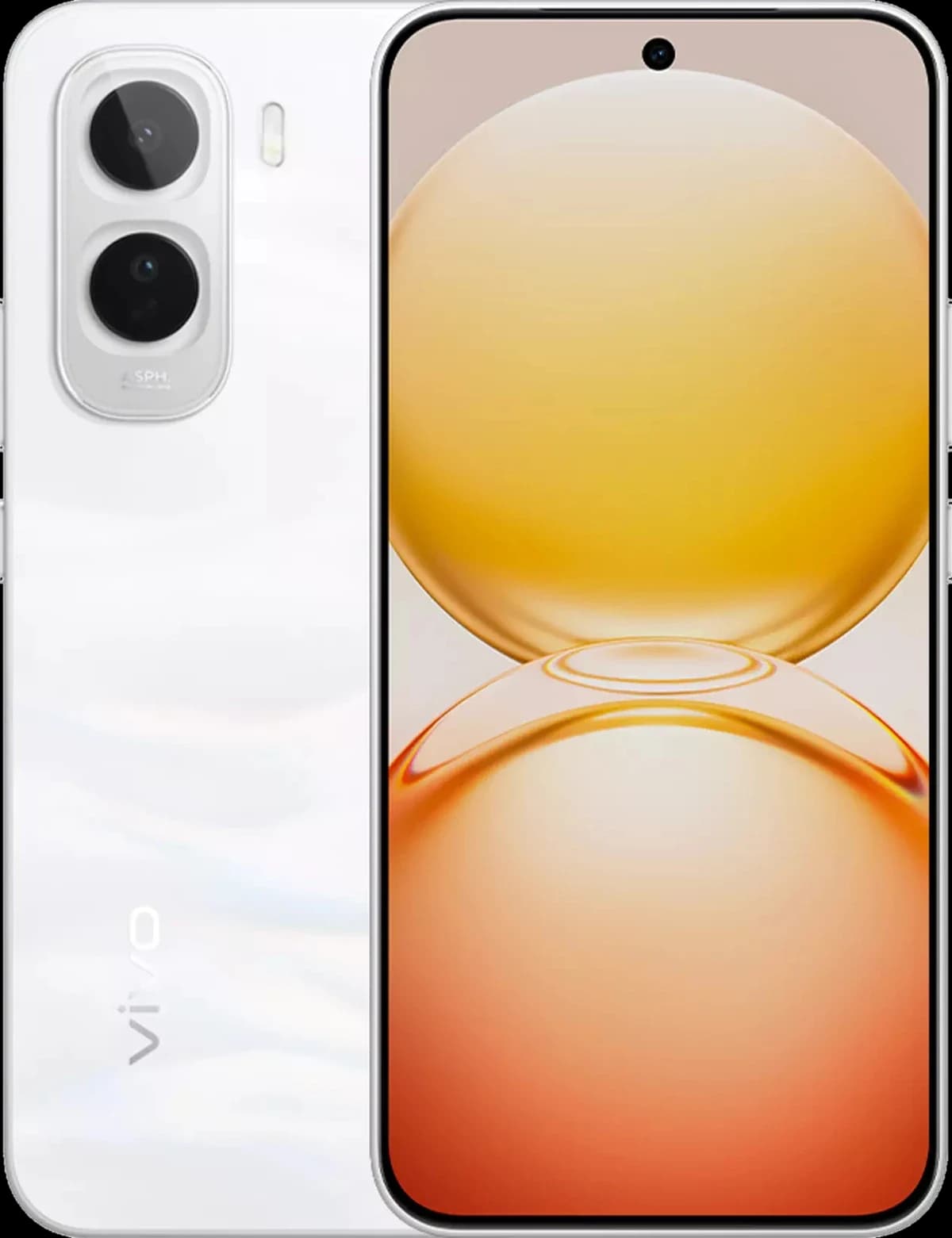 Vivo Y500 4G Pearl White Vivo Y500 4G in Pearl White, front and back view