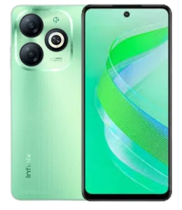 Infinix Smart 8 - Crystal Green color front and back design with IPS display with 90 Hz refresh rate and 13 MP camera