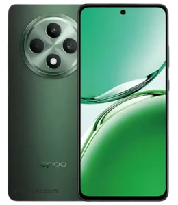 Olive Green OPPO Reno 12F 5G smartphone featuring modern front screen and dual rear camera layout