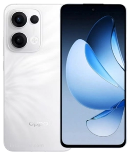 OPPO Reno 13 5G in Plume White showing both front and back design with sleek, modern finish
