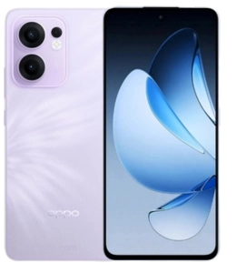 OPPO Reno 13 F Plume Purple mobile with modern front display and stylish rear panel